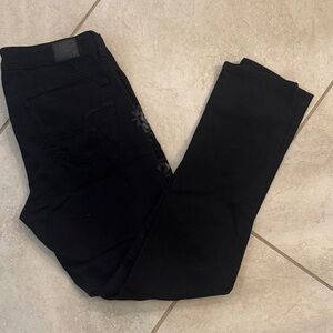 American Eagle Outfitters Black Embroidered Stretch Skinny Jeans